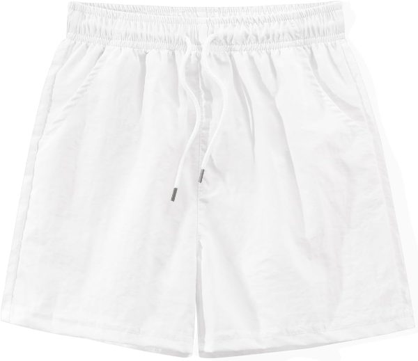 Boys Nylon Shorts Quick Dry Lightweight Beach Athletic Shorts Pull-On Elastic Waist Drawstring