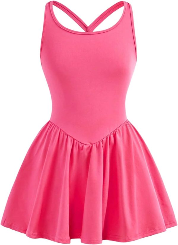 Girls Tennis Dresses Summer Workout Golf Outfit Athletic Dress with Shorts Pockets
