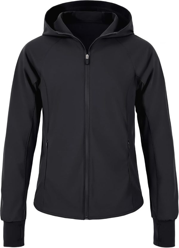 Girls Light Rain Jacket with Hood, Lightweight Athletic Jackets for Outdoor Sports Running Golf Hiking