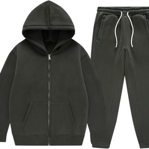 Boys Girls Hoodie Sweatpants Set Kids Cotton Warm Athletic Outfits Teen Cute Joggers Sweatsuit 2 Piece Fall Winter Suit