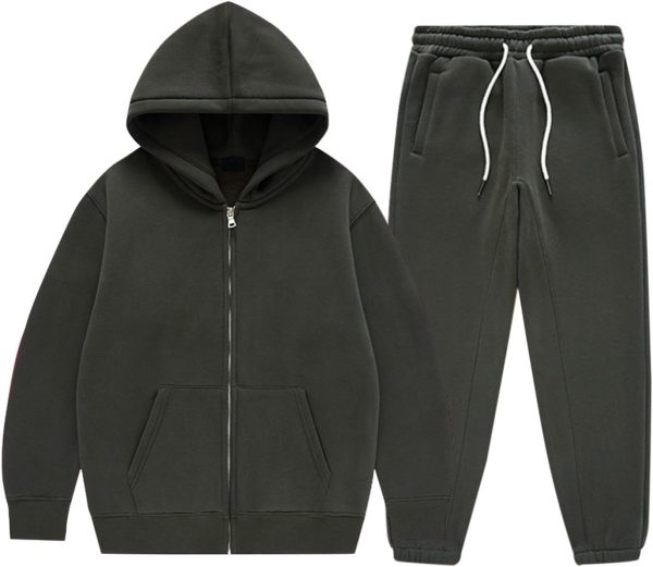 Boys Girls Hoodie Sweatpants Set Kids Cotton Warm Athletic Outfits Teen Cute Joggers Sweatsuit 2 Piece Fall Winter Suit
