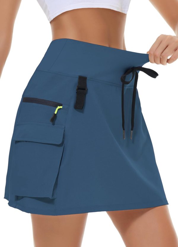 Skorts for Woman - Hiking Cargo Skorts with Zipper Pockets, High Waisted Quick Dry Golf Workout, Dressy Casual