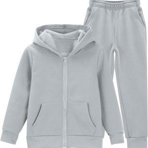 Sweat Set Hoodies for Girls Boys 2 Piece Sweatpants Sweat Suit Fall Zip Long Sleeve Tracksuits Sweatshirts+Jogger Pants
