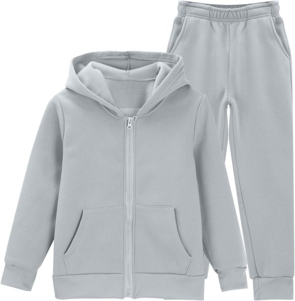 Sweat Set Hoodies for Girls Boys 2 Piece Sweatpants Sweat Suit Fall Zip Long Sleeve Tracksuits Sweatshirts+Jogger Pants