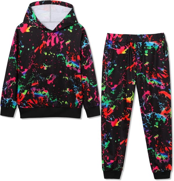 Boy 2 Pcs Clothes Cool  Printing Long Sleeve Hoodie & Sweatpants Outfit for 5-12 Years